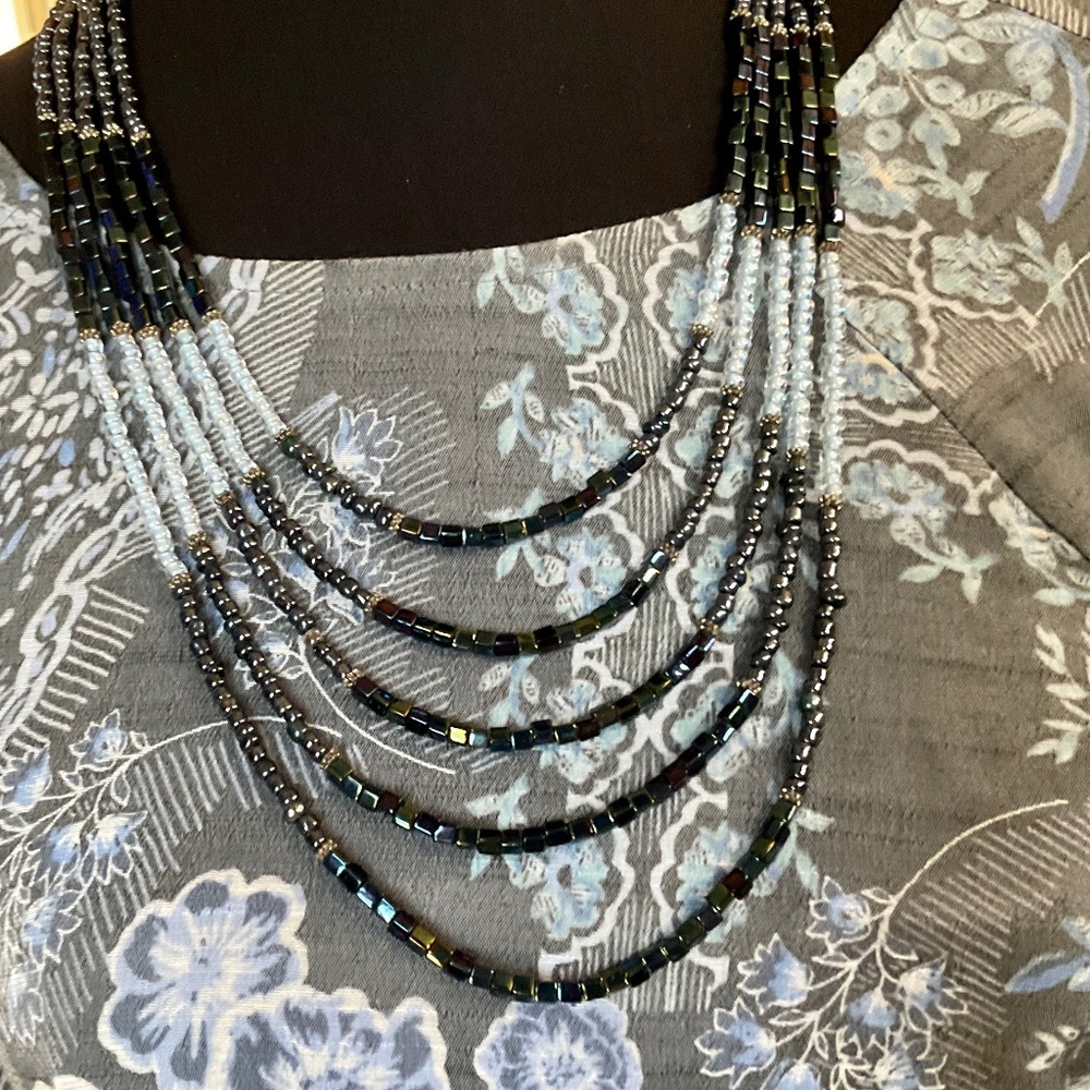 Striking Blue 5 strand Custom Necklace